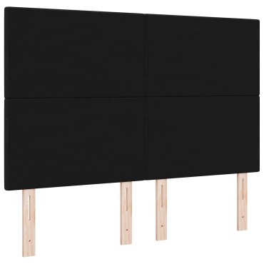 vidaXL Κεφαλάρι με Κουμπιά Μαύρο Ύφασμα 144x7x128cm 1 τεμ.