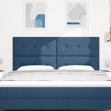 vidaXL Κεφαλάρι με κουμπιά Μπλε Ύφασμα 180x7x128cm 1 τεμ.