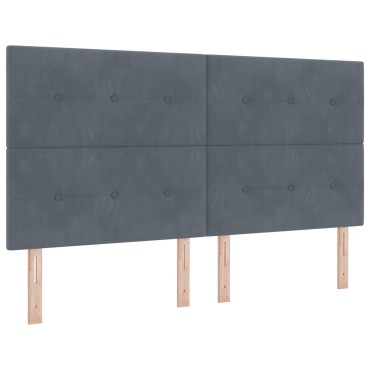κεφαλάρι vidaXL με κουμπιά, γκρι, βελούδινο 180x118x7 cm