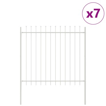vidaXL Φράχτης Κήπου με Σημείο Ακίδας Λευκό 11,9x1,5 μ Ατσάλι 170x3.4x200cm