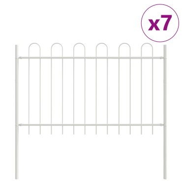 vidaXL Φράκτης Κήπου με Καμπύλη Κορυφή Λευκό 11,9x0,8 μ Μέταλλο