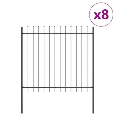 Φράχτης κήπου vidaXL με αιχμητή κορυφή, Γκρι, 13,6x1,5 μ, Χάλυβας 170x3.4x200cm