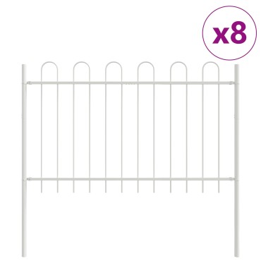 VidaXL Φράχτης Κήπου με Κυρτή Κορυφή Λευκό 13,6x0,8 μ Χάλυβας 170x3.4x130cm