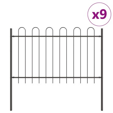 Φράχτης κήπου vidaXL με αψίδα, Γκρι, 15,3x1,2 μ, Μέταλλο