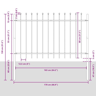 vidaXL Φράκτης Κήπου με Κορυφή Λαβής Λευκό 15,3x0,8 μ Χάλυβας