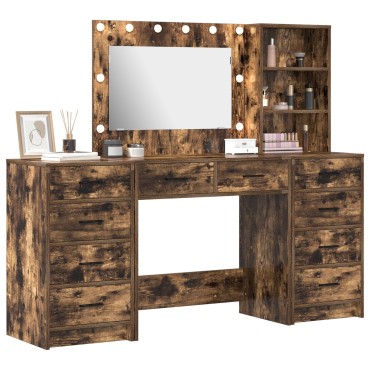 Σετ 3 τεμ. για το Dressing Table με LED από Καπνιστό Δρυ 40x41x135cm