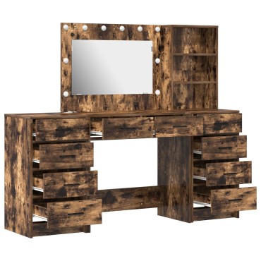 Σετ 3 τεμ. για το Dressing Table με LED από Καπνιστό Δρυ 40x41x135cm