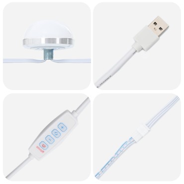 vidaXL 2 τεμ. Σετ Μακιγιάζ με LED Λευκό Επεξεργασμένο Ξύλο 78.5x41x135 cm