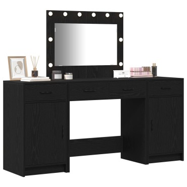 vidaXL Σετ 3 τεμ. Μακιγιάζ με LED σε Μαύρο Ξύλο 78.5x41x135cm