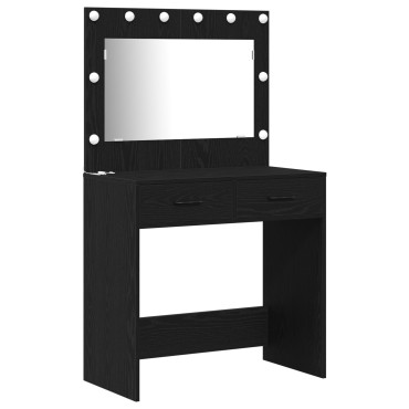 vidaXL Σετ 3 τεμ. Μακιγιάζ με LED σε Μαύρο Ξύλο 78.5x41x135cm