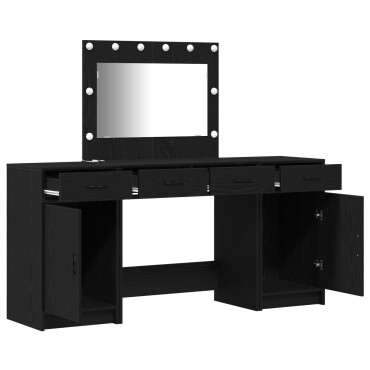 vidaXL Σετ 3 τεμ. Μακιγιάζ με LED σε Μαύρο Ξύλο 78.5x41x135cm