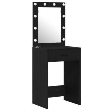 vidaXL Σετ Dressing Table 3 τεμ. με LED Μαύρο Επεξεργασμένο Ξύλο 50x41x135cm