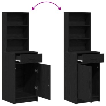 vidaXL Σετ Dressing Table 2 τεμ. με LED Μαύρο Επεξεργασμένο Ξύλο 78.5x41x135 cm