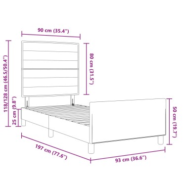 vidaXL Μαύρο Υφασμάτινο Κρεβάτι 90x190 εκ 1 τεμ.