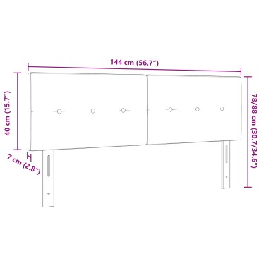 vidaXL LED Κεφαλάρι Με Κουμπιά Τακτοποιημένο Μπλε Υφάσμα
