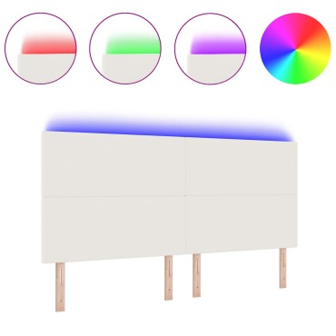 vidaXL LED Κεφαλάρι Κρέμα Κορντούρα 200x5x128cm