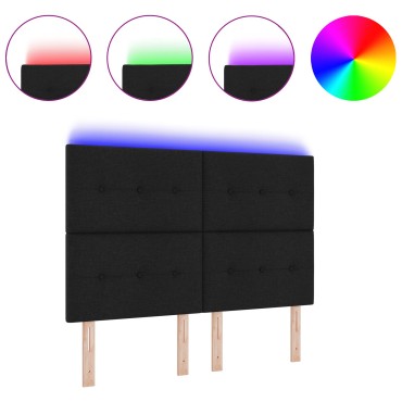 vidaXL LED Κεφαλάρι Μαύρο Ύφασμα