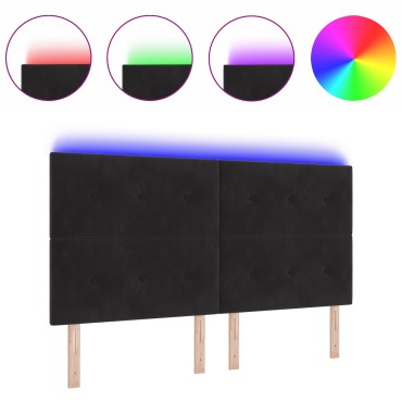 vidaXL LED Κεφαλάρι Μαύρο Βελούδο