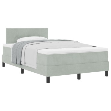 vidaXL Κρεβάτι με Στρώμα Light Grey 120x200 εκ. Βελούδο