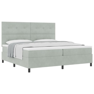vidaXL Κρεβάτι με στρώμα Φωτεινό Γκρι 200x200 cm Βελούδο