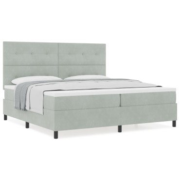 vidaXL Κρεβάτι με στρώμα Φωτεινό Γκρι 200x200 cm Βελούδο