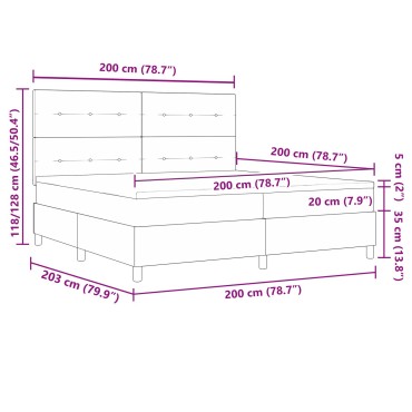vidaXL Κρεβάτι με στρώμα Φωτεινό Γκρι 200x200 cm Βελούδο