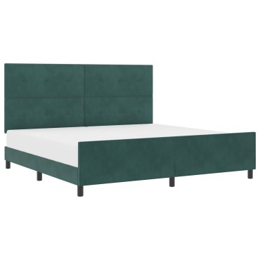 vidaXL Κρεβάτι Dark Green 200x200 εκ. Βελούδο
