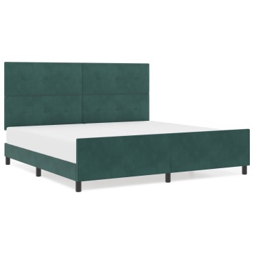 vidaXL Κρεβάτι Dark Green 200x200 εκ. Βελούδο