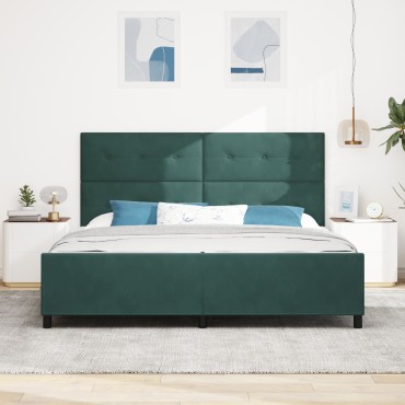 vidaXL Κρεβάτι Dark Green 200x200 εκ. Βελούδο