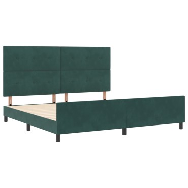 vidaXL Κρεβάτι Dark Green 200x200 εκ. Βελούδο