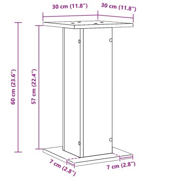 vidaXL Βάσεις Ηχείων 2 τεμ. Μαύρη Βελανιδιά 30x30x60cm Επεξεργασμένο Ξύλο