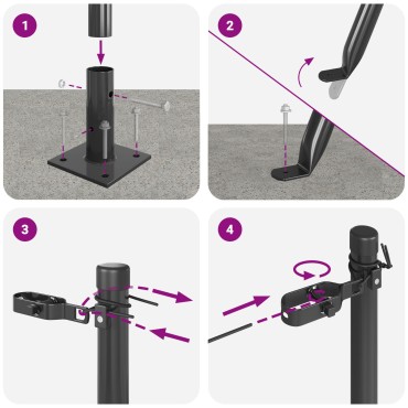 vidaXL Στυλοί Σετ 26 Γκρι Σκυρόδεμα, Μέταλλο 3.2 x 3.2 x 70 εκ
