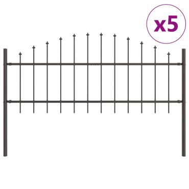 Φράκτης κήπου vidaXL με καμάρα, Γκρι, 8,5x0,75 μ, Χάλυβας