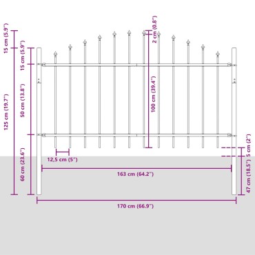 vidaXL Φράχτης Κήπου με Τοπ Χοπ Λευκό 3,4x1 μ Χάλυβας