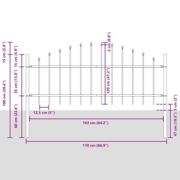 Φράκτης Κήπου vidaXL με Τόξο Λευκό 8,5x0,75 μ Χάλυβας