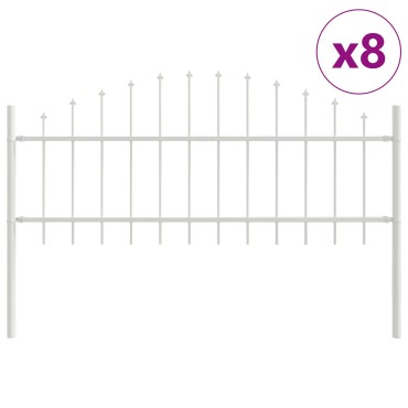 vidaXL Φράχτης Κήπου με Λευκό Στεφάνι 13,6x0,75 μ Χάλυβας