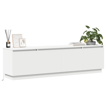 vidaXL Κονσόλα τηλεόρασης με LED Λευκή 180x38x49cm Επεξεργασμένο ξύλο