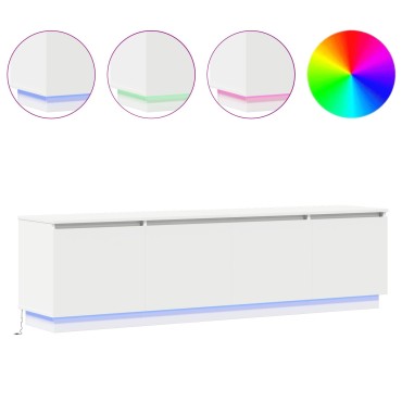 vidaXL Κονσόλα τηλεόρασης με LED Λευκή 180x38x49cm Επεξεργασμένο ξύλο
