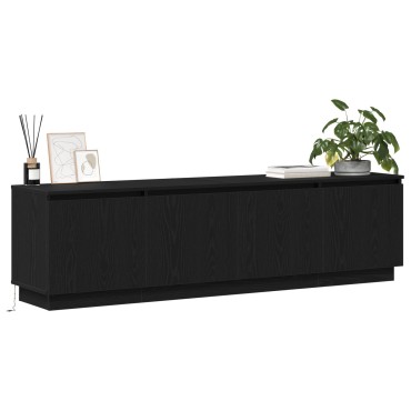 vidaXL Επίπεδο τηλεόρασης με LED Μαύρη Δρυς 180x38x49cm Κατασκευασμένο ξύλο