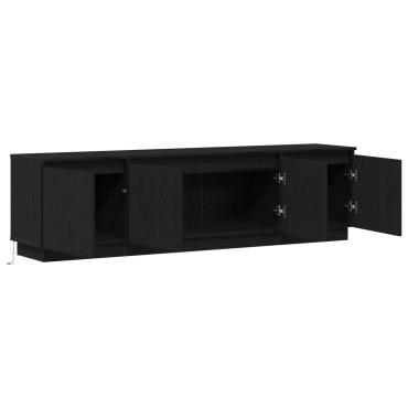 vidaXL Επίπεδο τηλεόρασης με LED Μαύρη Δρυς 180x38x49cm Κατασκευασμένο ξύλο