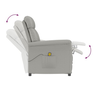 vidaXL Πολυθρόνα Μασάζ Ανοιχτό Γκρι Microfibre
