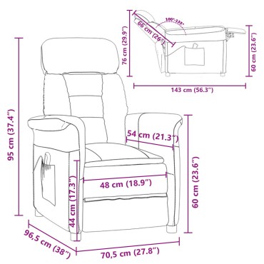 vidaXL Πολυθρόνα Μασάζ Ανοιχτό Γκρι Microfibre