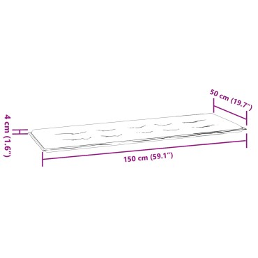 vidaXL Μαξιλάρι Πάγκου Κήπου  - Σχέδιο Φύλλου, 150x50x4 cm Φτιαγμένο από Ύφασμα Οξφόρδης