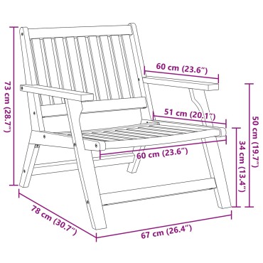 vidaXL Καρέκλες Κήπου 2 τεμ. 76x67x73.5cm Μασίφ Ξύλο Ακακίας
