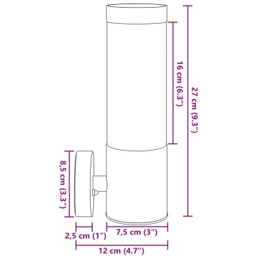vidaXL Εξωτερικοί Τοίχοι Φωτιστικά 2 τμχ Ασημί Ανοξείδωτο Ατσάλι IP44