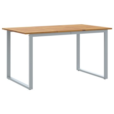 vidaXL Εξωτερικό Τραπεζάκι Φαγητού Γκρι 140x80x75cm Ατσάλι & Μασίφ ξύλο ακακίας