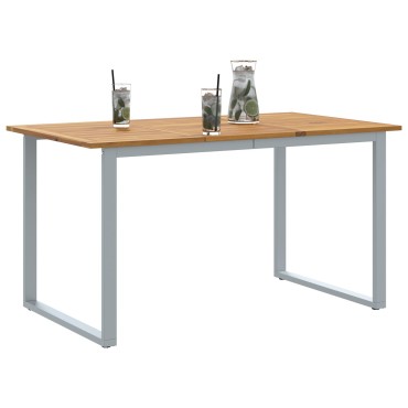 vidaXL Εξωτερικό Τραπεζάκι Φαγητού Γκρι 140x80x75cm Ατσάλι & Μασίφ ξύλο ακακίας