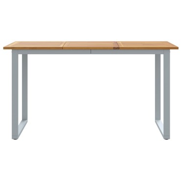 vidaXL Εξωτερικό Τραπεζάκι Φαγητού Γκρι 140x80x75cm Ατσάλι & Μασίφ ξύλο ακακίας