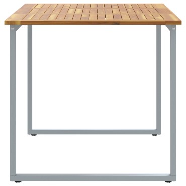vidaXL Εξωτερικό Τραπεζάκι Φαγητού Γκρι 140x80x75cm Ατσάλι & Μασίφ ξύλο ακακίας