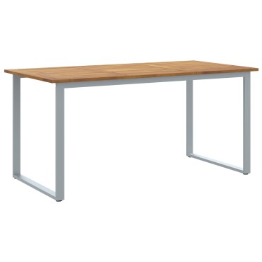 vidaXL Τραπέζι Εξωτερικού Χώρου Γκρι 160x80x75cm Χάλυβας & Στερεό Ξύλο Ακακίας 1 τεμ.